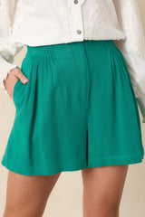 Everyday Moments Kelly Green Linen Blend High Waisted Shorts