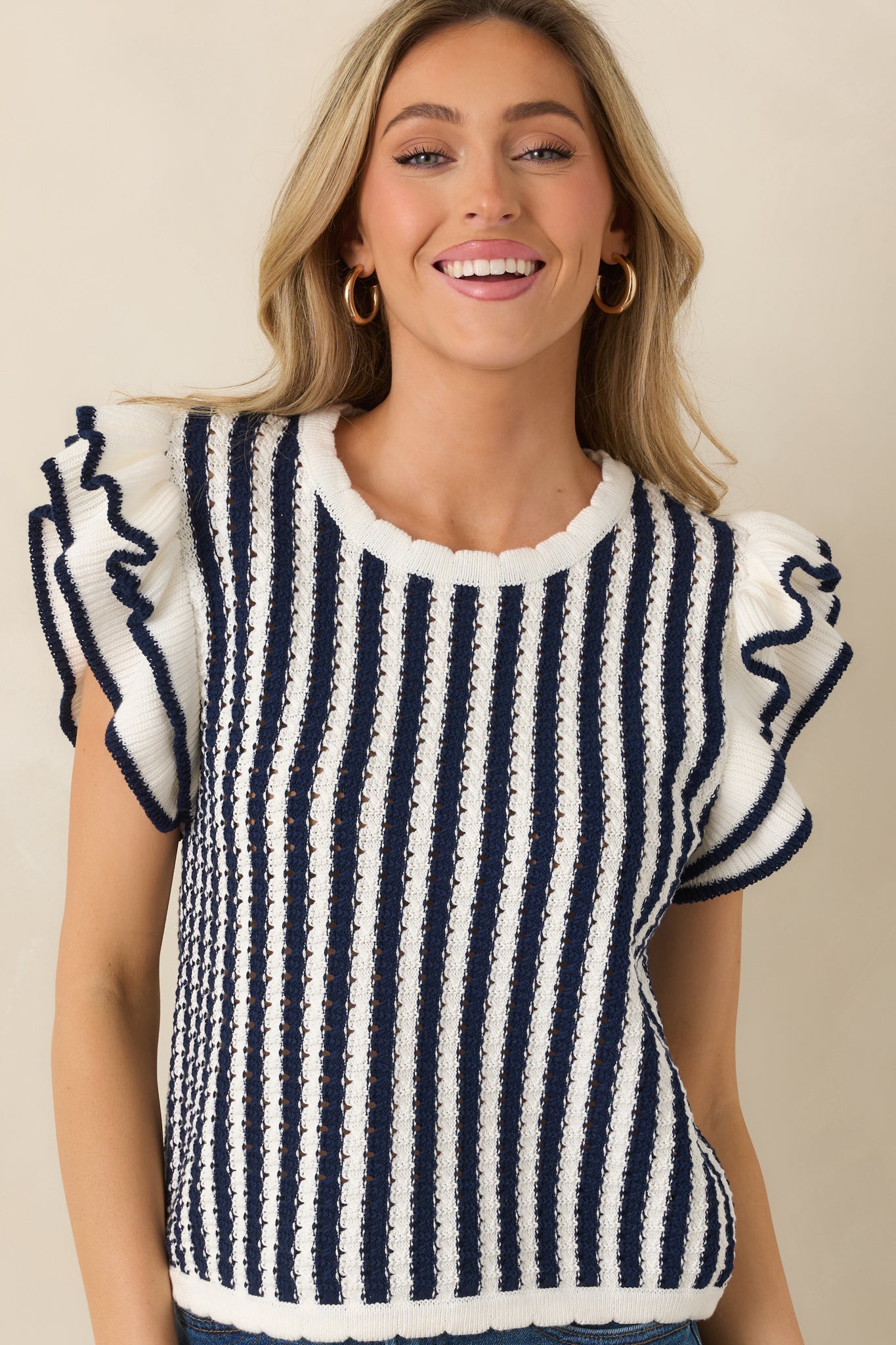 Retro Love Navy & White Stripe Knit Top