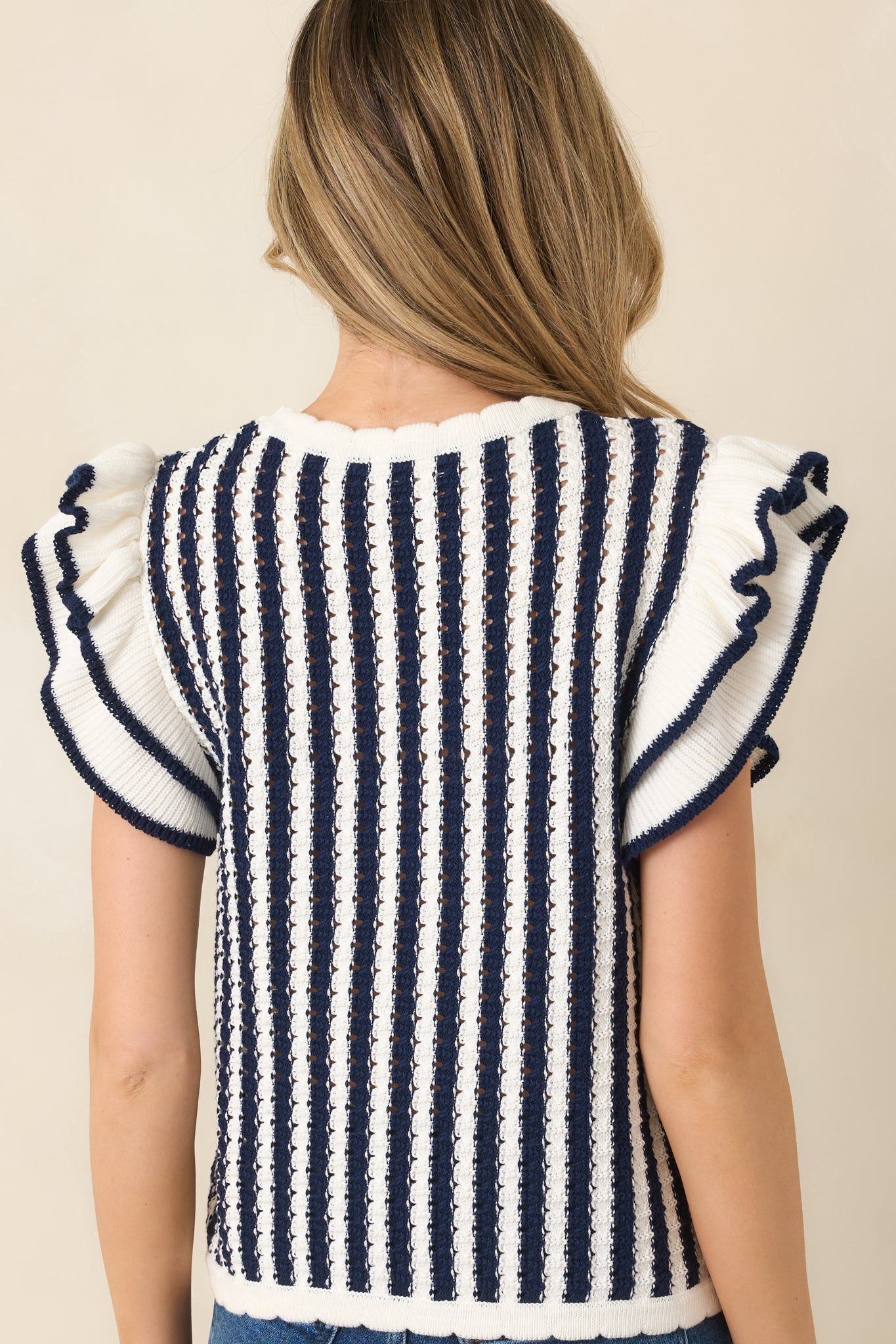Retro Love Navy & White Stripe Knit Top