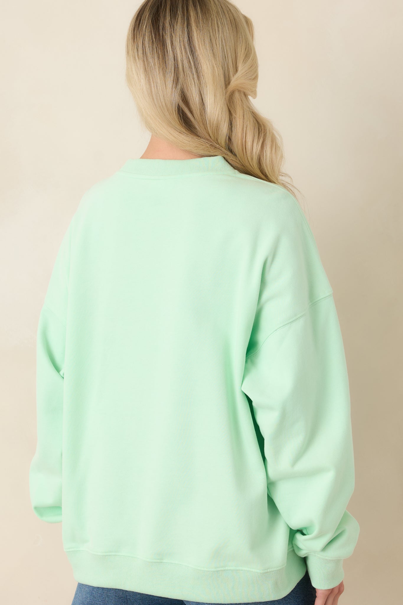 Radiant Vibes Mint Green Crewneck Sweatshirt