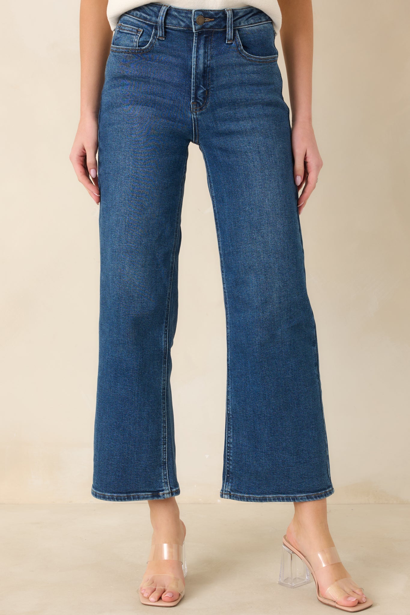 Into The Clouds Dark Wash Cropped Wide Leg Jeans