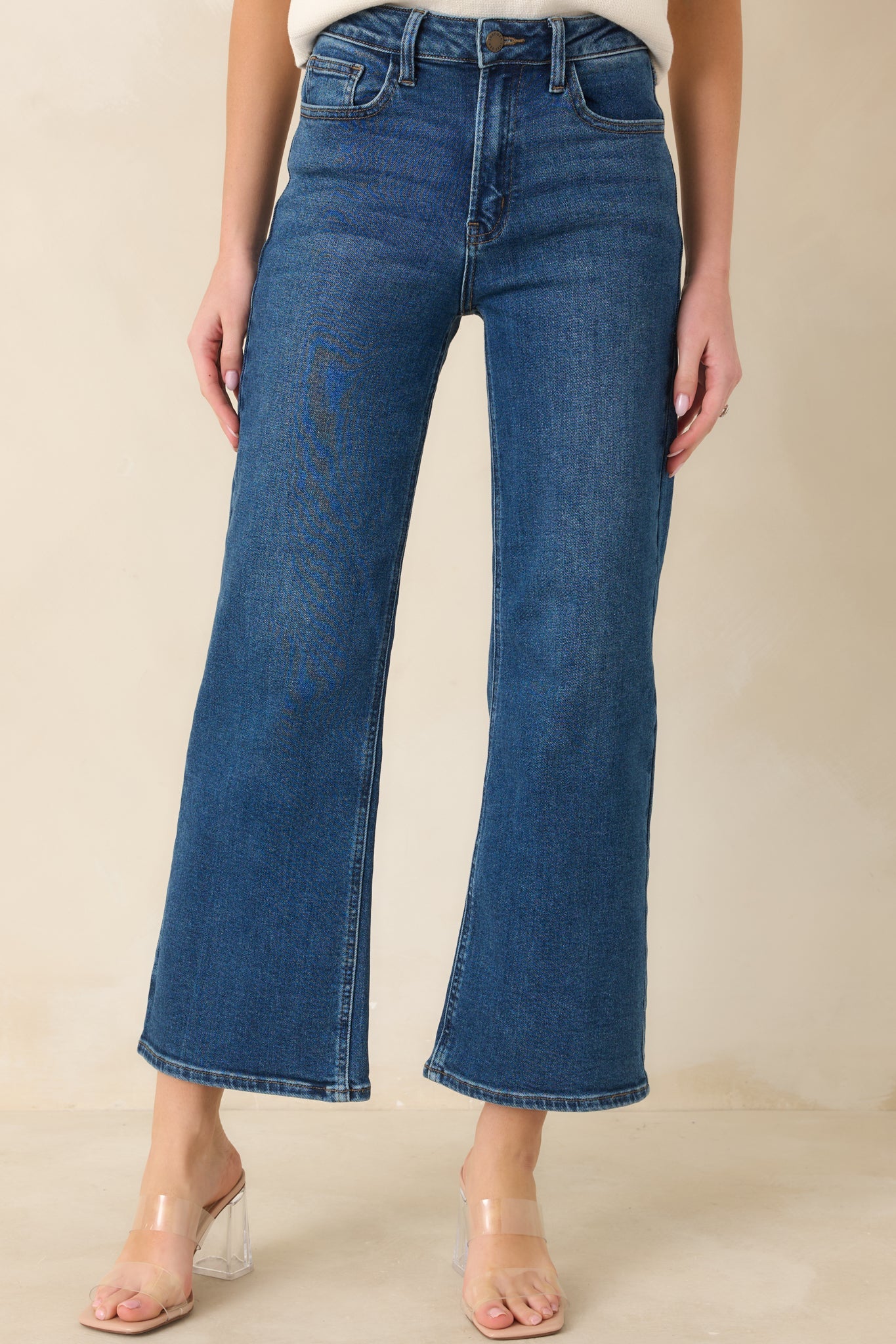 Into The Clouds Dark Wash Cropped Wide Leg Jeans