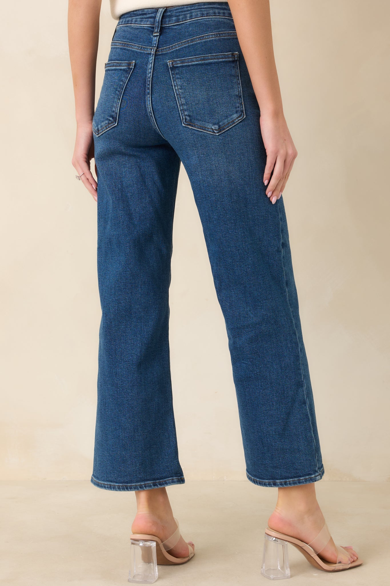 Into The Clouds Dark Wash Cropped Wide Leg Jeans