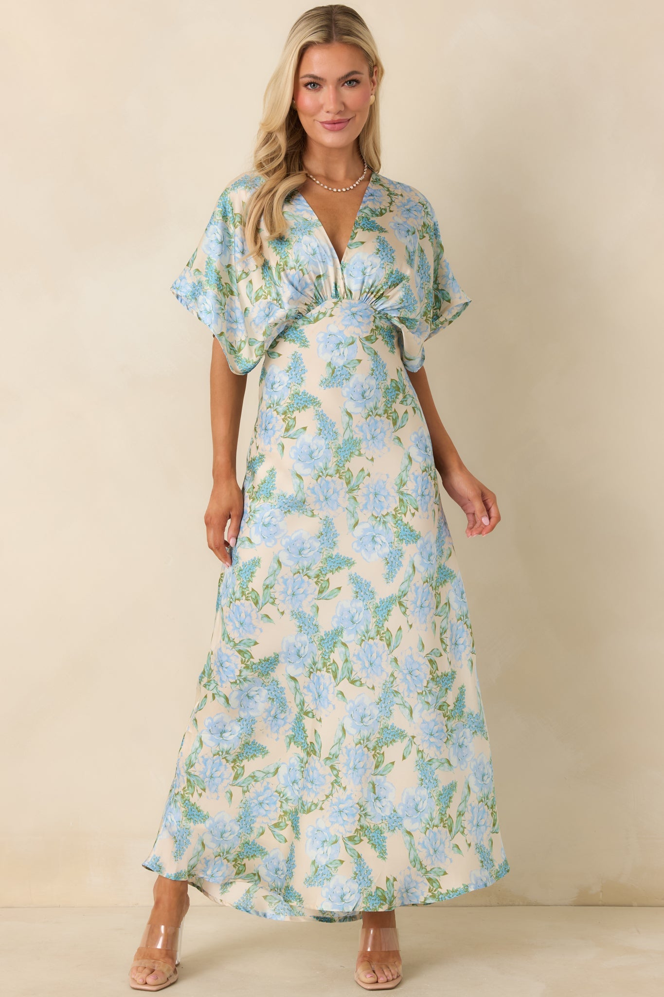 The Lilian Sky Blue Floral Maxi Dress