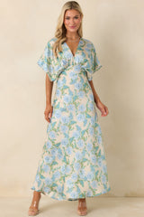 The Lilian Sky Blue Floral Maxi Dress