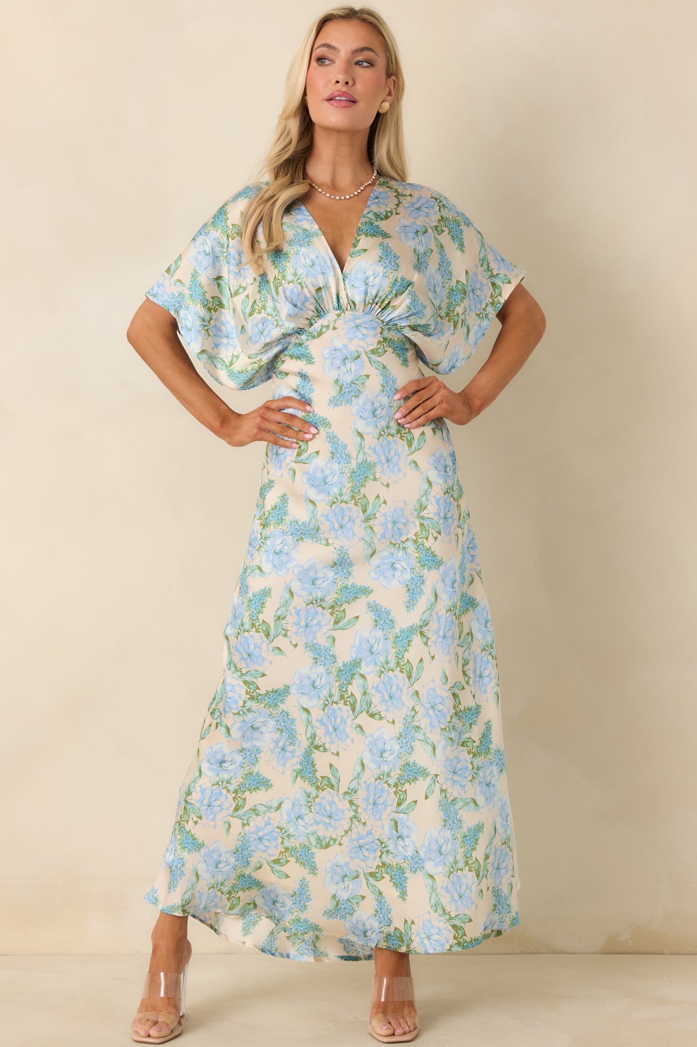 The Lilian Sky Blue Floral Maxi Dress