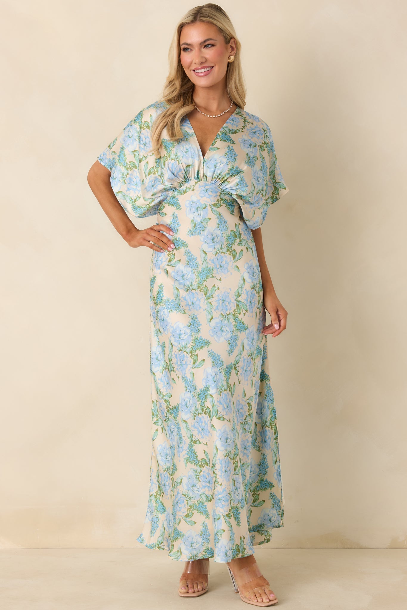 The Lilian Sky Blue Floral Maxi Dress