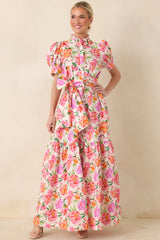 Prosperina Marguerite Pink Multi Floral Cotton Maxi Dress