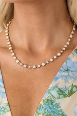 Quiet Shimmer Opal & Gold Bezel Set Necklace
