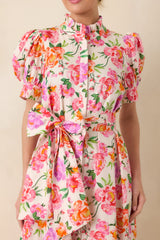 Prosperina Marguerite Pink Multi Floral Cotton Maxi Dress
