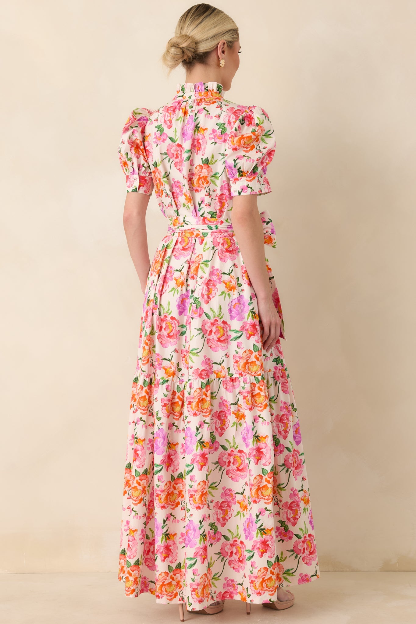 Prosperina Marguerite Pink Multi Floral Cotton Maxi Dress