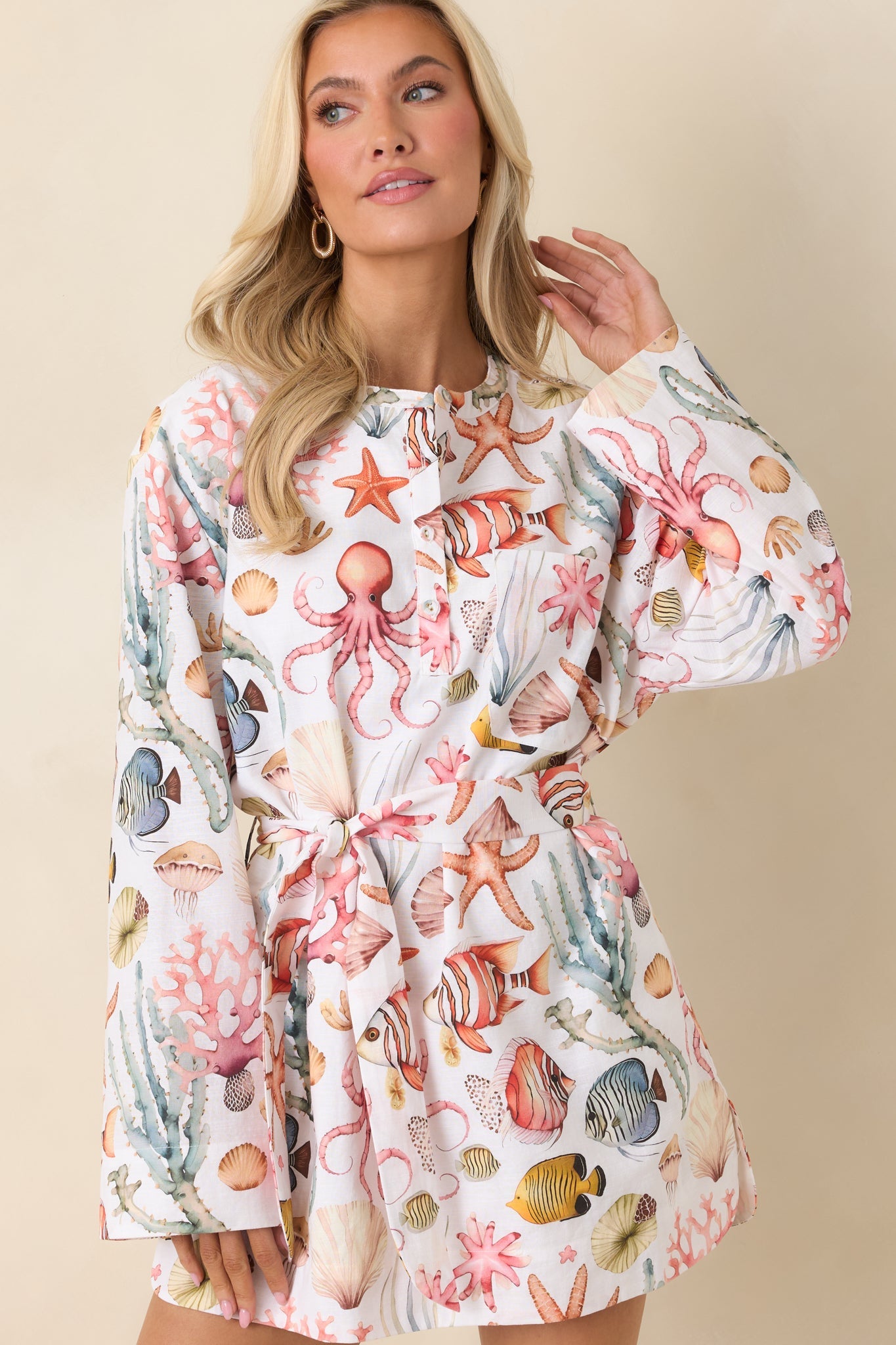 Paradisa Biscayne Bay Multi Cotton Linen Mini Dress
