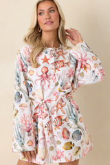 Paradisa Biscayne Bay Multi Cotton Linen Mini Dress