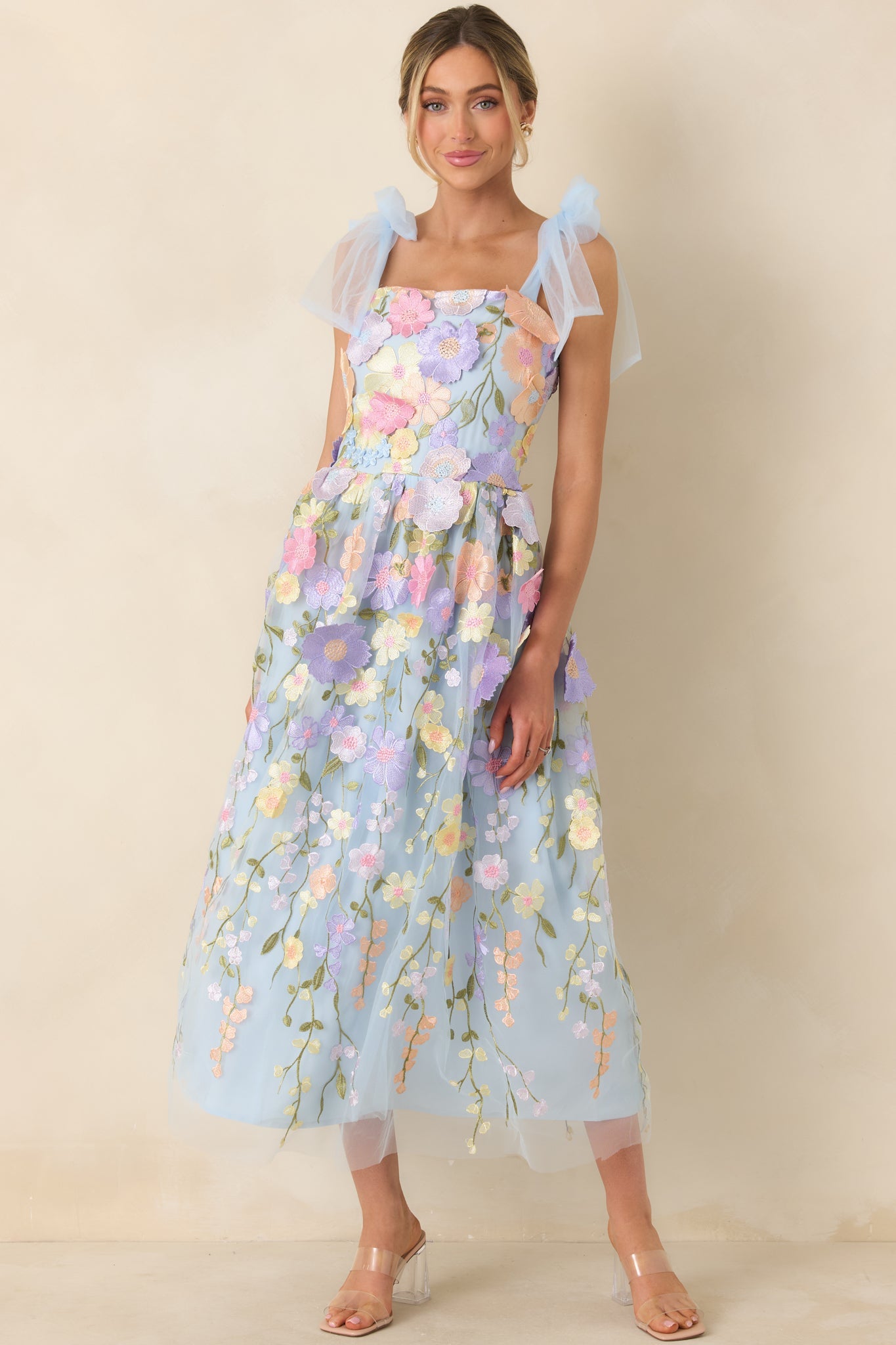 Spirit of Spring Light Blue Floral Embroidered Maxi Dress (RESTOCK MAY)