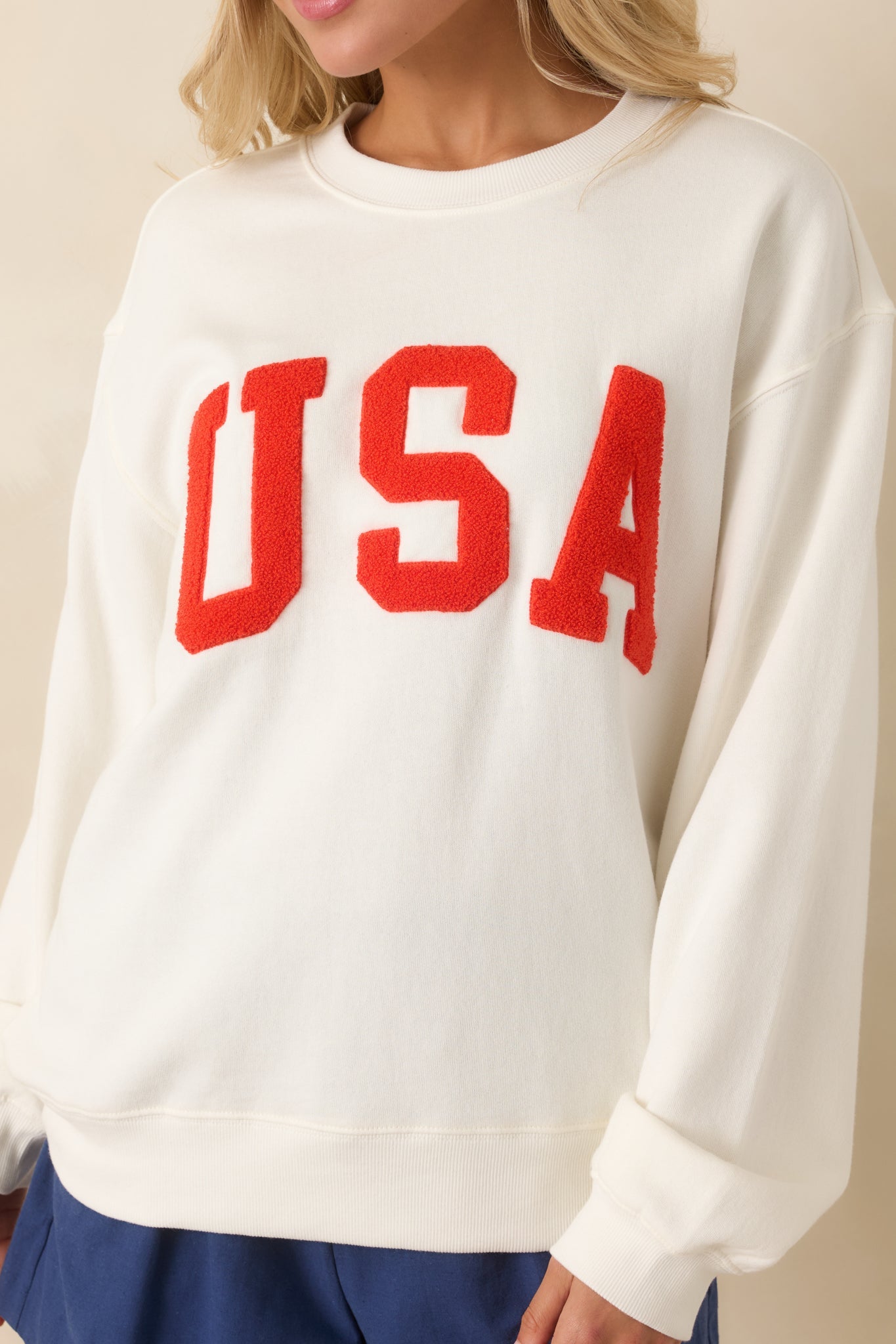 Z Supply USA Ivory Cotton Boyfriend Sweatshirt