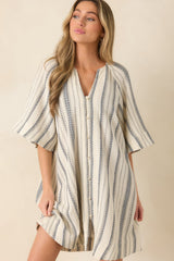 FRNCH Noronha Ivory & Black Stripe Cotton Mini Dress