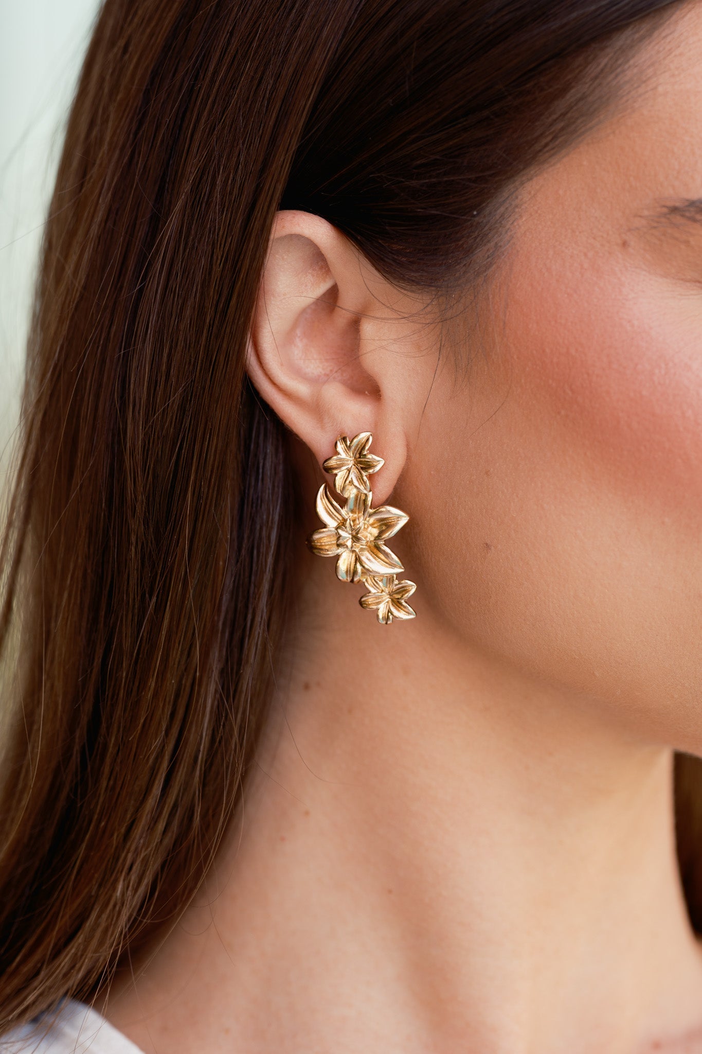 Meant To Be Noticed Textured Gold Flower Drop Earrings