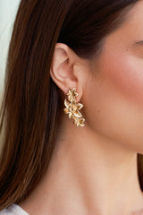 Meant To Be Noticed Textured Gold Flower Drop Earrings