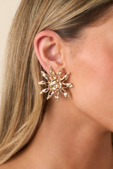 Pure Sunshine Gold Textured Sun Swirl Earring