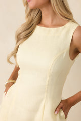 Sweet Deal Butter Yellow Linen Scalloped Hem Mini Dress