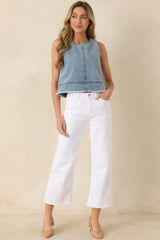 FRNCH Aqualina Light Wash Cotton Denim Top