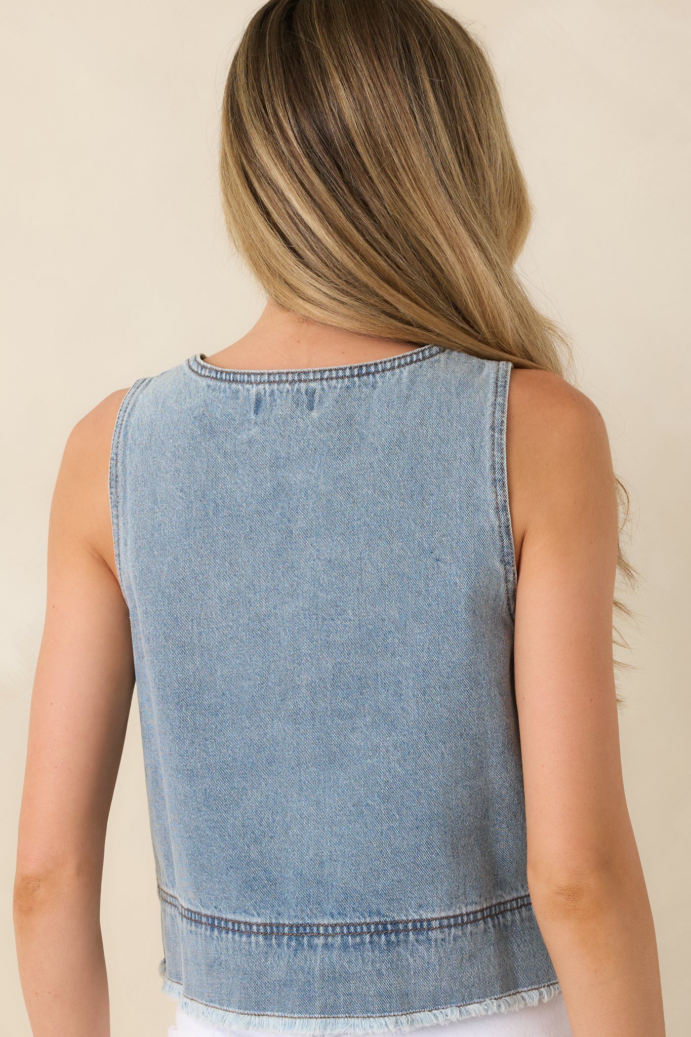 FRNCH Aqualina Light Wash Cotton Denim Top