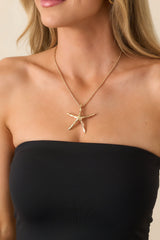Shoreline Shine Gold Starfish Pendant Necklace