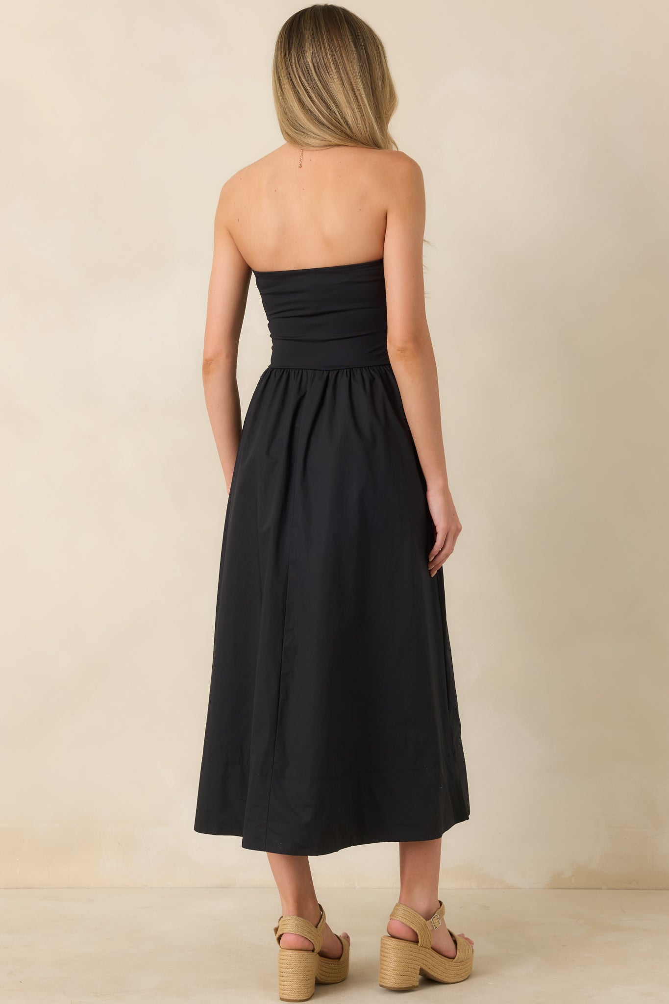 Z Supply Sunsought Black Strapless Midi Dress