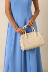 With Intention Ivory Woven Faux Leather Handbag