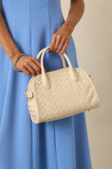With Intention Ivory Woven Faux Leather Handbag