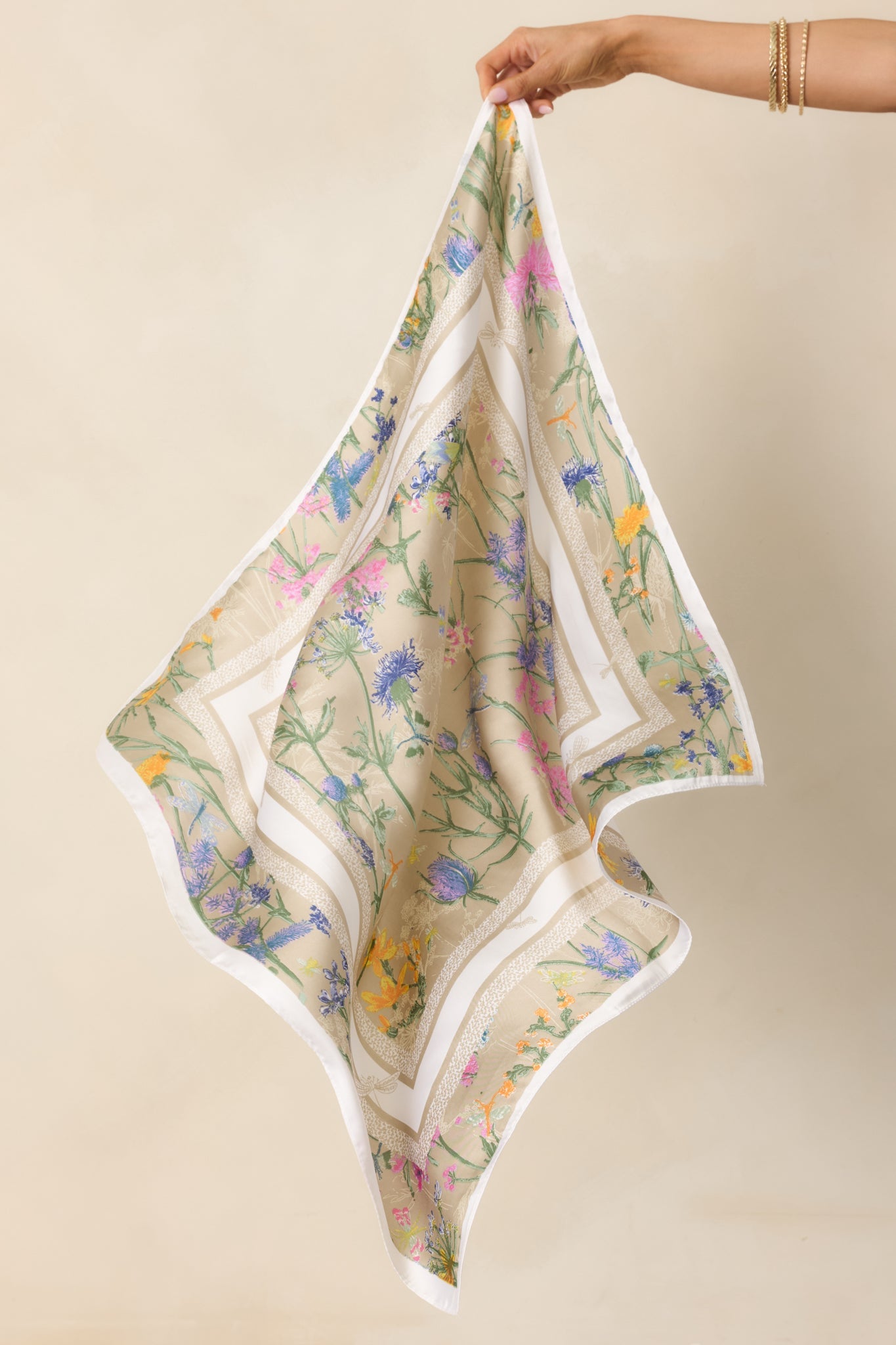 Blooming Memories Beige Multi Floral Scarf