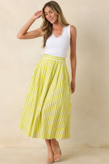 Making Moves Chartreuse Green Stripe Cotton Maxi Skirt