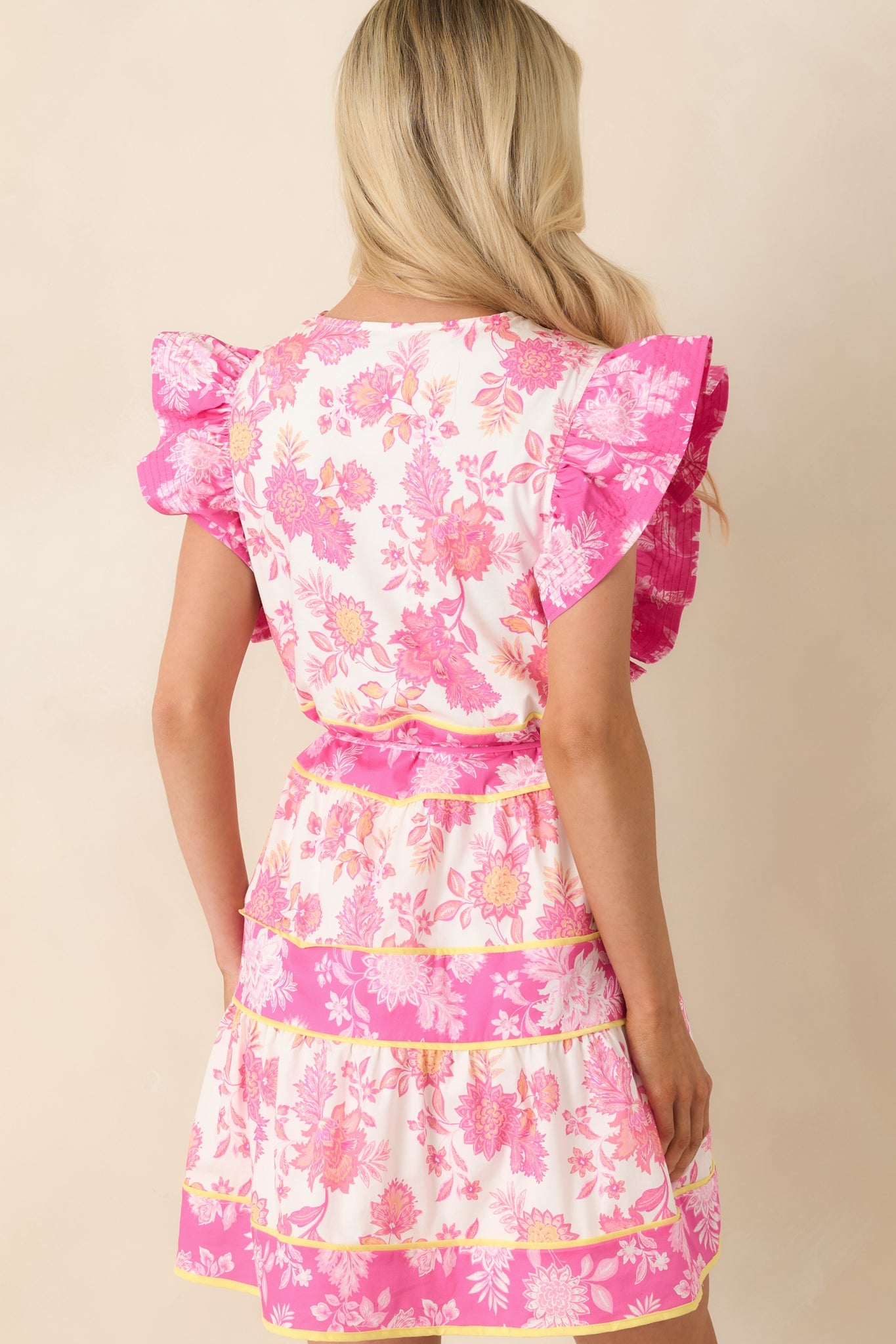 Sunshine & Sweet Whispers Pink Floral Cotton Mini Dress