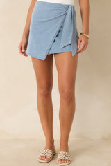 Z Supply Sora Ocean Air Indigo Cotton Jersey Wrap Mini Skirt
