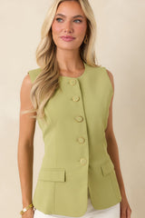 On My A-Game Matcha Green Sleeveless Top