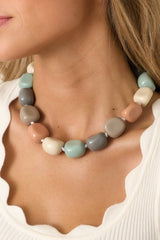 Object of Interest Neutral Multi Bead Statement Necklace