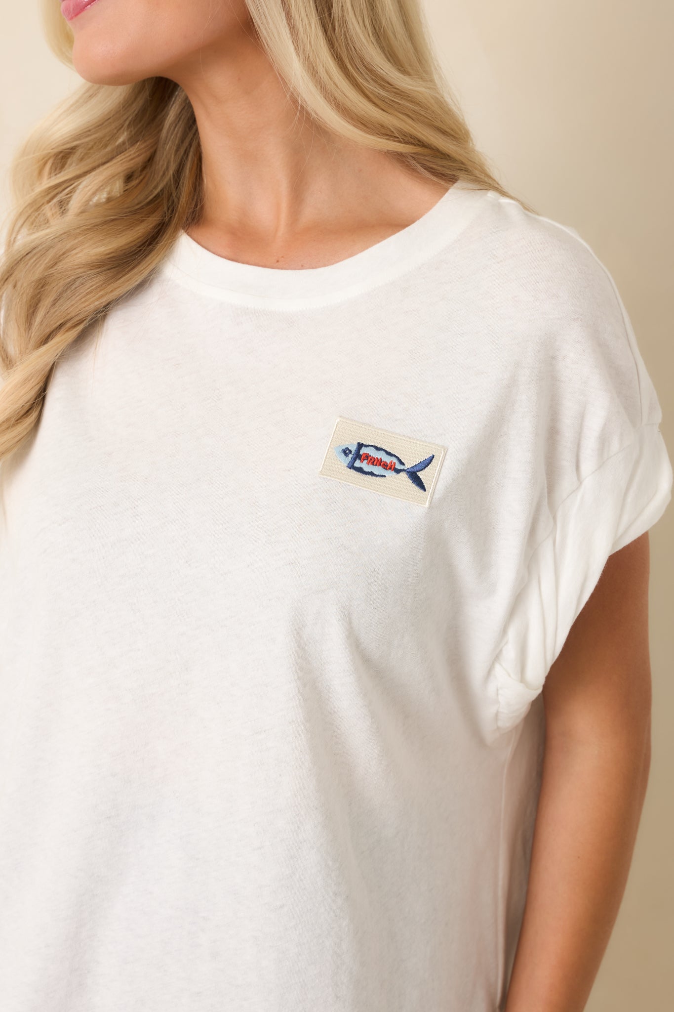 FRNCH Lindos White Cotton Blend T-Shirt