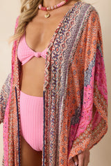 In The Salty Air Pink Coral Multi Print Cover Up Maxi Dress