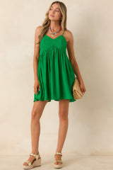 Talk Flirty to Me Green Woven Mini Dress