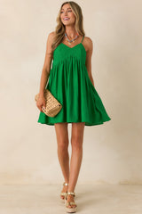 Talk Flirty to Me Green Woven Mini Dress