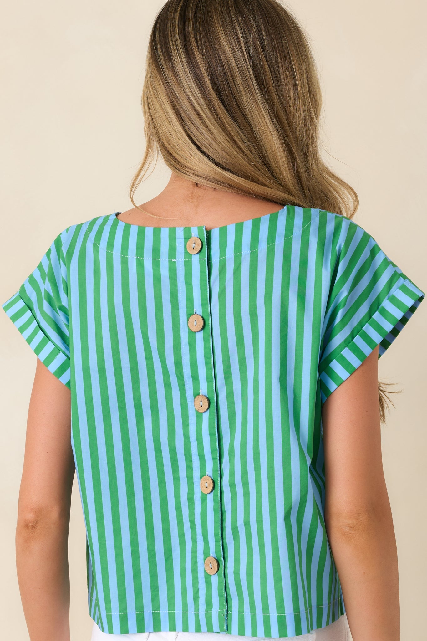 Making Moves Blue & Green Stripe Boxy Cotton Top