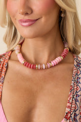 Clear As Day Pink & Gold Beaded Necklace