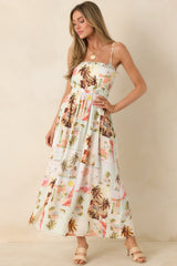 MINKPINK Dolce Multi Vintage Postcard Print Midi Sundress