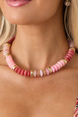 Clear As Day Pink & Gold Beaded Necklace