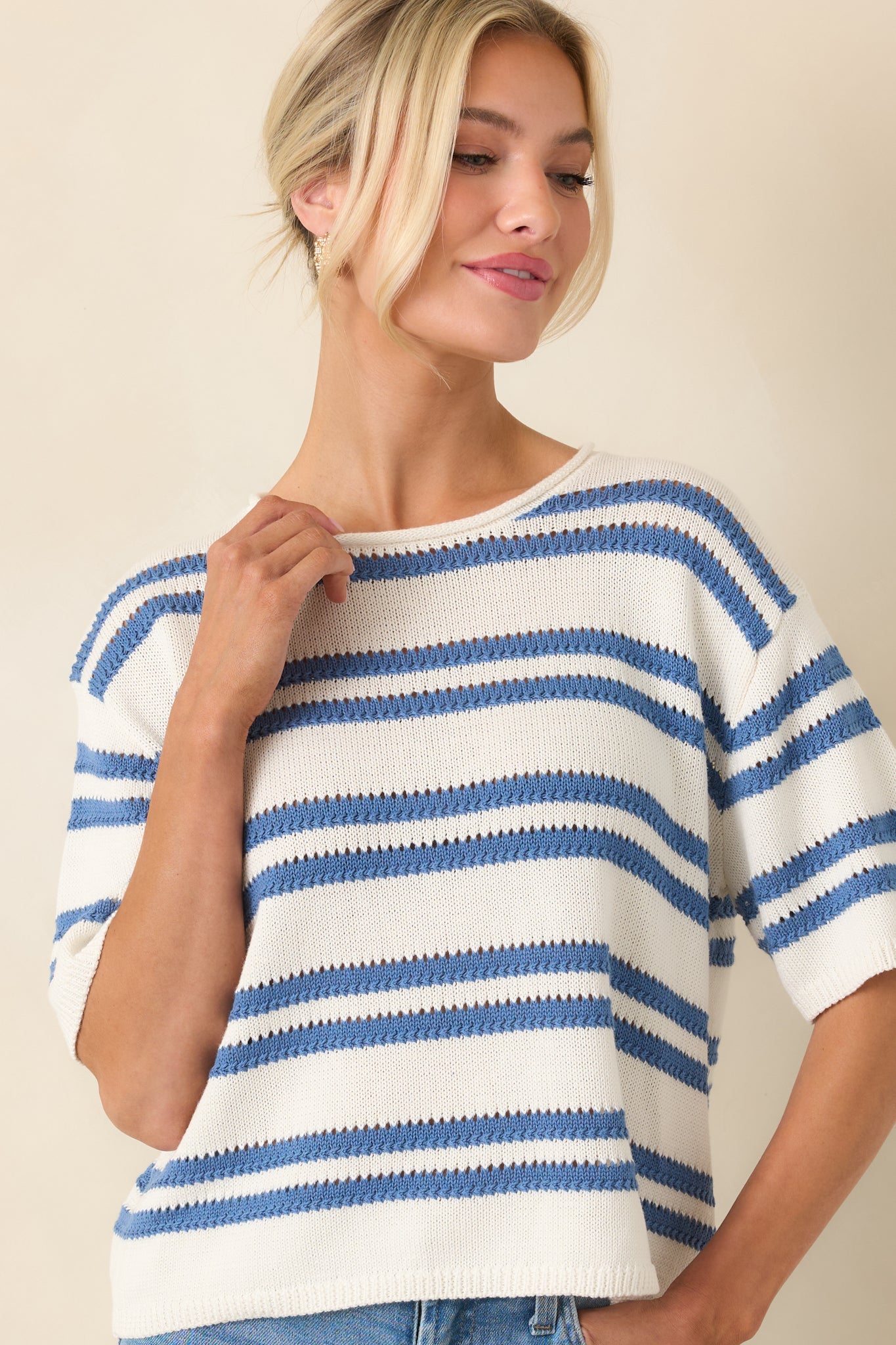 Z Supply Prado Lake Blue Stripe Sweater Top
