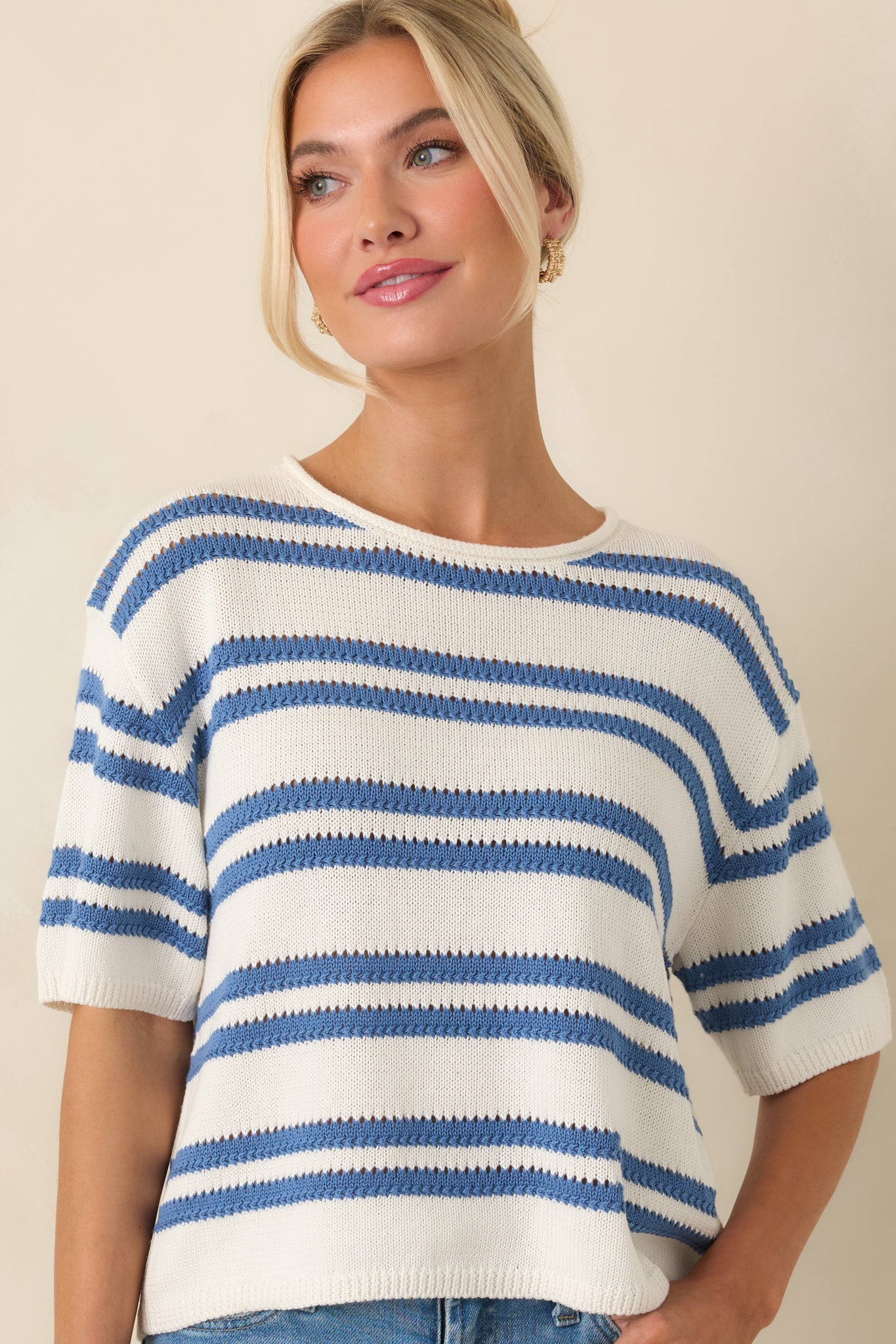 Z Supply Prado Lake Blue Stripe Sweater Top
