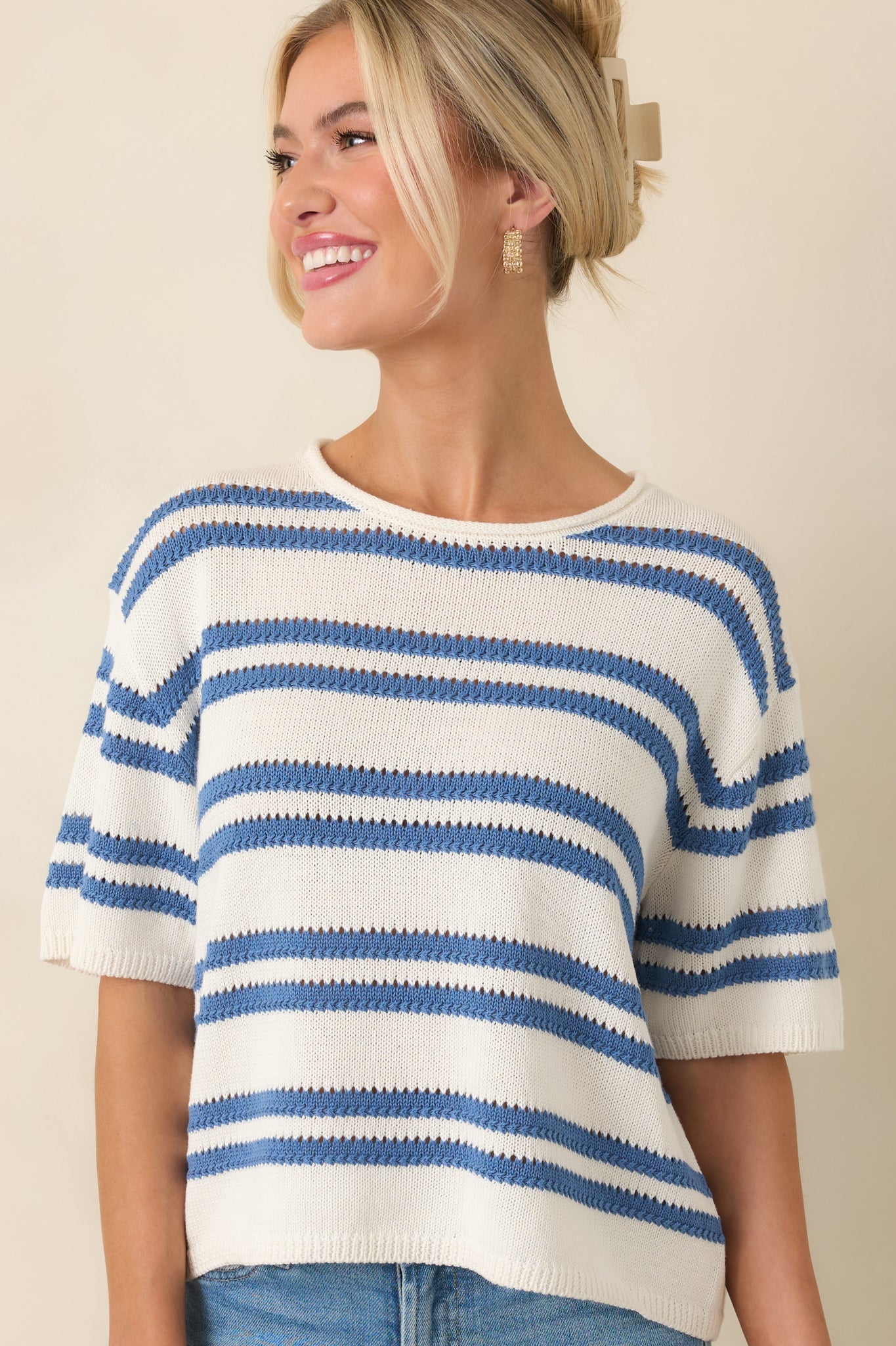 Z Supply Prado Lake Blue Stripe Sweater Top