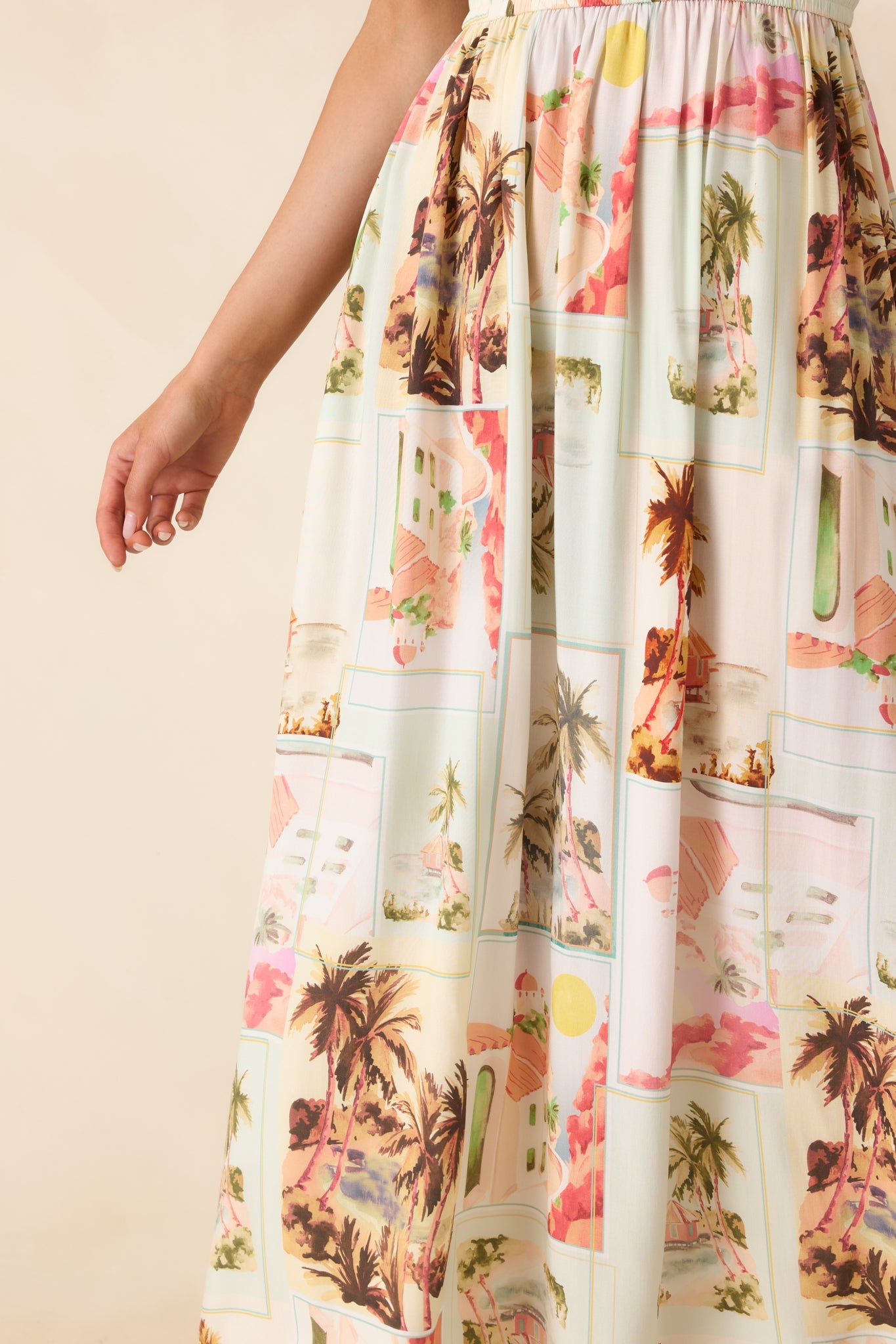 MINKPINK Dolce Multi Vintage Postcard Print Midi Sundress