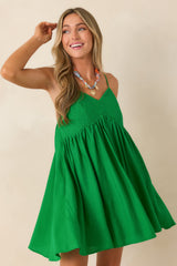 Talk Flirty to Me Green Woven Mini Dress
