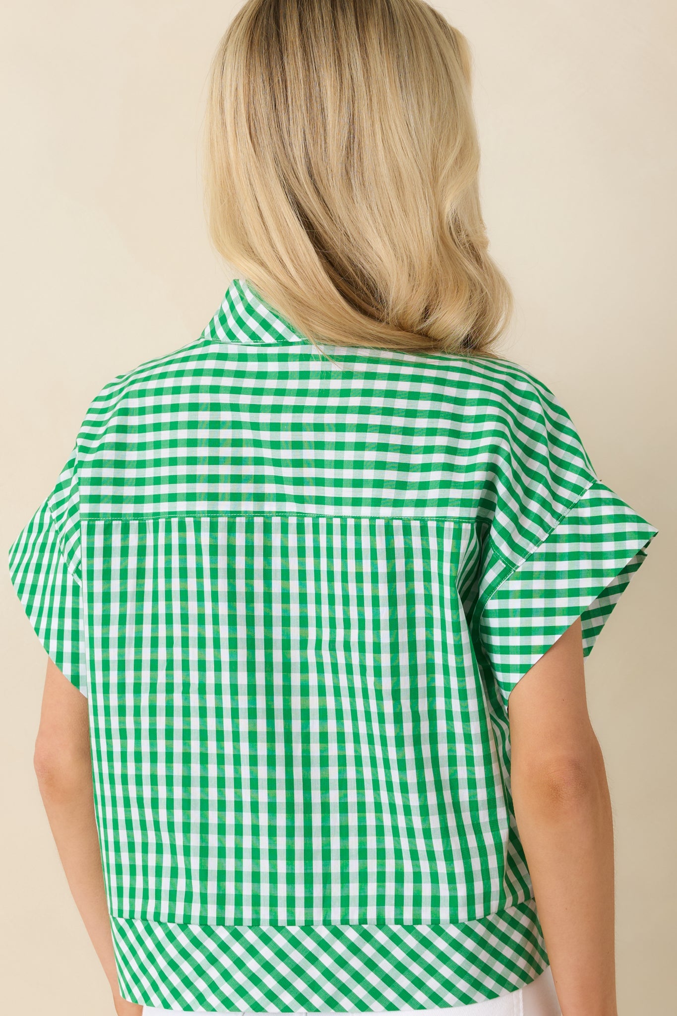 Clubhouse Cutie Green Gingham Cotton Cropped Top